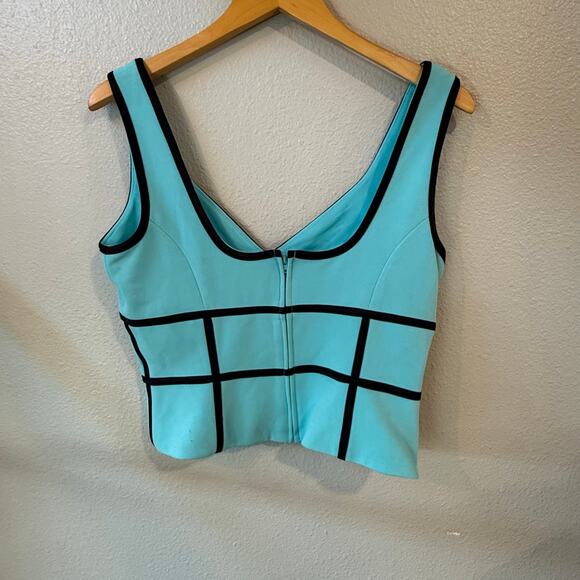 Cache Women’s Blue Black Lined Sleeveless Top Size 10 90's - Picture 3 of 6